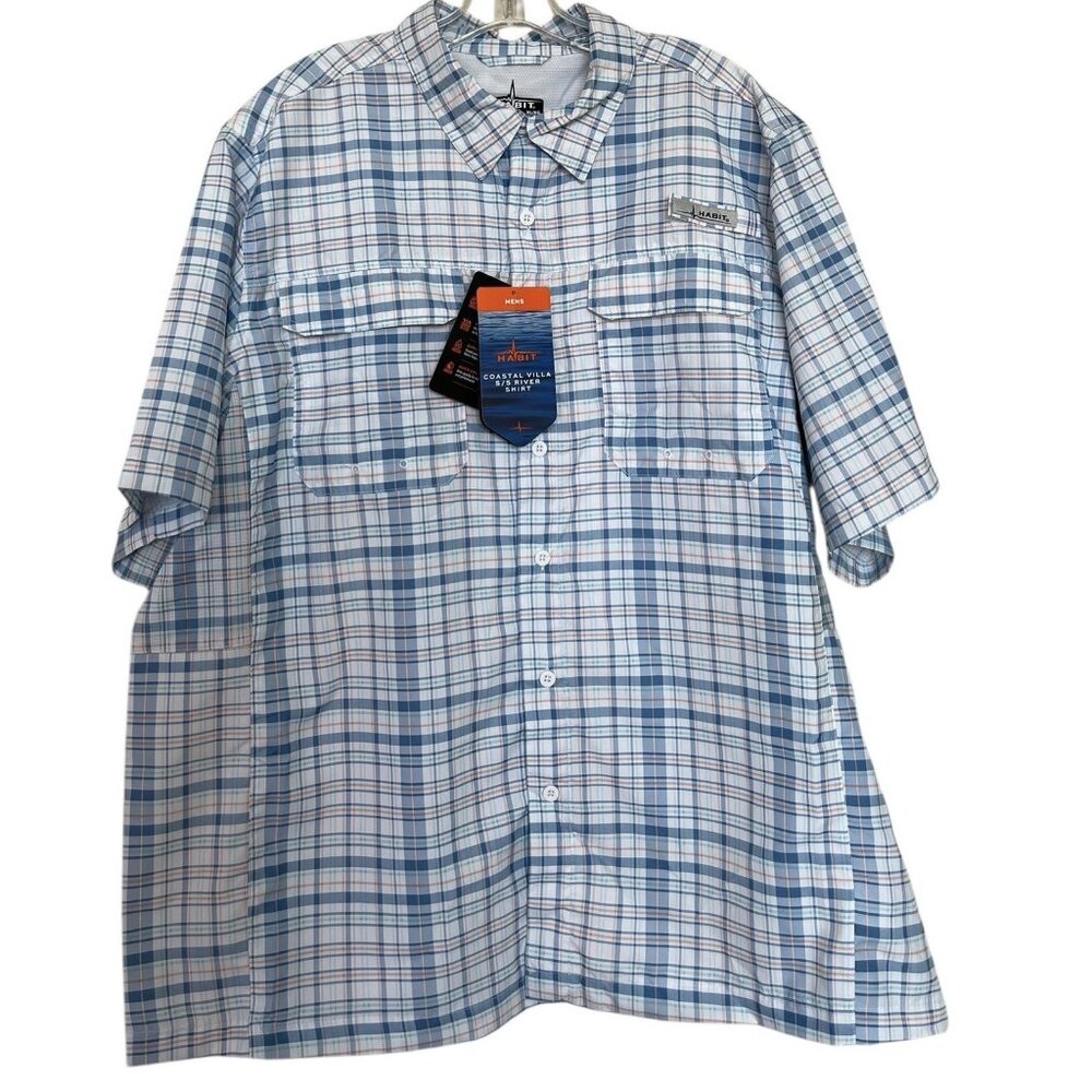 Habit Fishing Outdoor‎ Vented Button Shirt Mesh Back Mens Size XXL Fishing Plaid